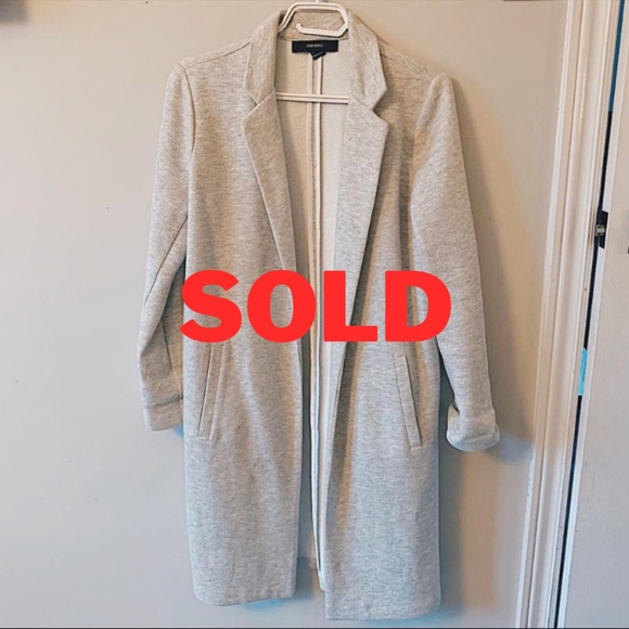 LIGHT GREY LONGLINE COAT - Picture 1 of 4